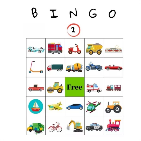 Gra Bingo pojazdy 1